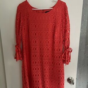 Elegant Orange Crochet Lace Dress
